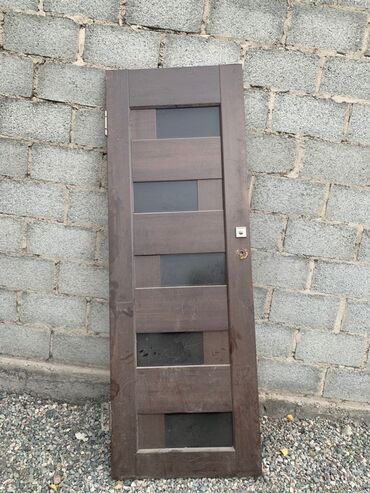 буу терезе эшик: Межкомнатная дверь со стеклом, Дерево, Левая, цвет - Коричневый, 200 * x 80 см