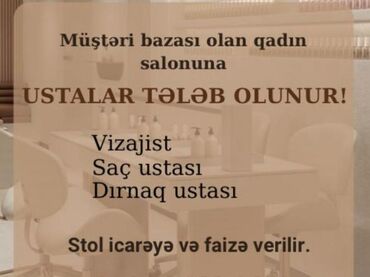 qadin spa mərkəzlərində masajist elani: Saç ustası tələb olunur, Faiz, 3-5 illik təcrübə