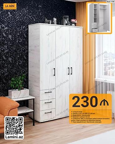 skaf dolab: 3 qapılı dolab - Ölçü: D 47 × H 200 × E 120 sm - Rəng seçimi — 1