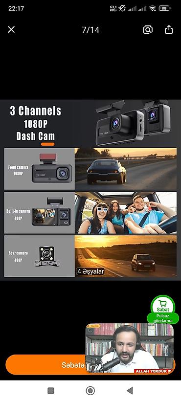 Avtoelektronika: Avtomobil üçün 3 kanallı videoregistrator - Ön kamera: FHD 1080P — 2