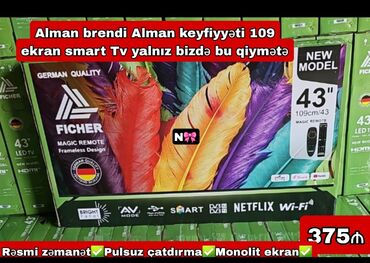 televizor toshiba 108 cm: Satılır:*Birbaşa anbardan Almaniya brendi olan Ficher yeni 2025 model