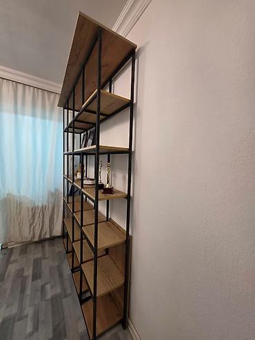 kitab refi: Metall karkaslı modul kitab rəfi - Sənaye üslubunda dizayn: qara — 1