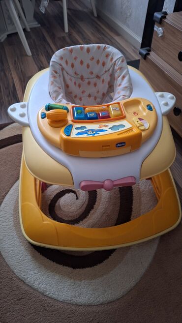 Нитриловые перчатки: Chicco brendi uşaq gəzdirici (baby walker) - Rəng: sarı/ağ çalarlar