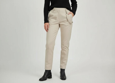 szerokie jasne spodnie: Material trousers for women, size S