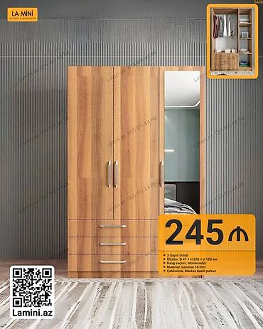 Mebel: 3 qapılı dolab - Ölçülər: Dərinlik 47 sm x Hündürlük 200 sm x Uzunluq — 1