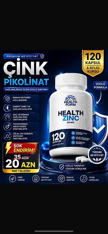 ağ sarucka: Məhsul: Health Form – ÇİNK PİKOLİNAT (Health Zinc) Dozaj: 25 mq — 1