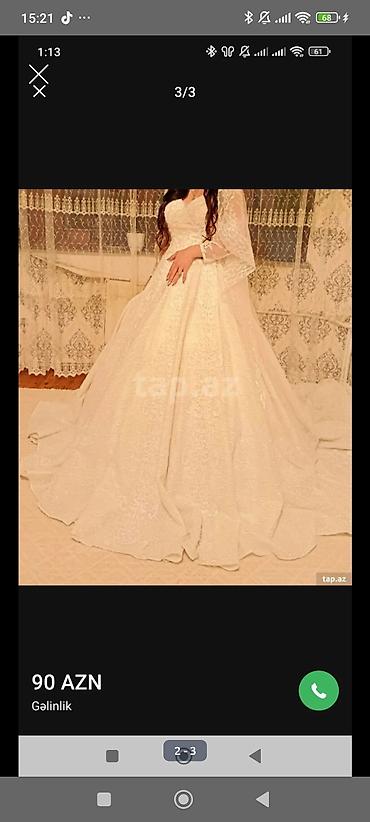Gəlinlik – 90 AZN - Rəng: süd ağ - Model: A-line/bal paltarı silueti lalafo.az -da Gəlinlik – 90 AZN - Rəng: süd ağ - Model: A-line/bal paltarı silueti