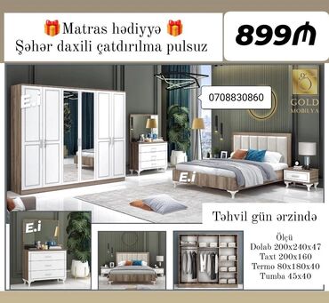 tek adamliq carpayilar: *Yataq dəsti 6 qapılı dolabla 899Azn 💥* ✔️Rəng seçimi var ✔️Şəhər