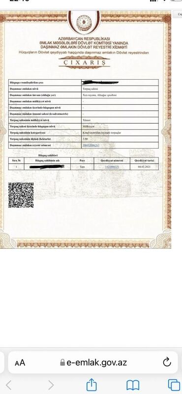 maklersiz ev kirayə verirəm: 350 sot, Kənd təsərrüfatı, Kupça (Çıxarış)