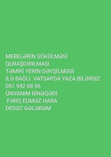 Mebel xidmətləri: Mebel ustası xidməti - Mebellərin sökülməsi və yenidən quraşdırılması — 1
