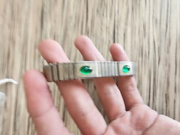 Браслеты: Metall elastik qolbaq – yaşıl dekorativ daşlarla - Material: gümüşü — 4