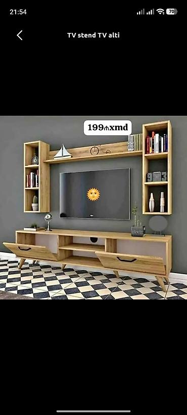 tumba: Yeni, Düz TV altlığı, Polkalı, Laminat — 1