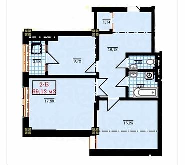 ихлас 8 мкр: 2 комнаты, 69 м², Нижний Джал (Джал-23) Элитка, 9 этаж, ПСО (под самоотделку) — 1