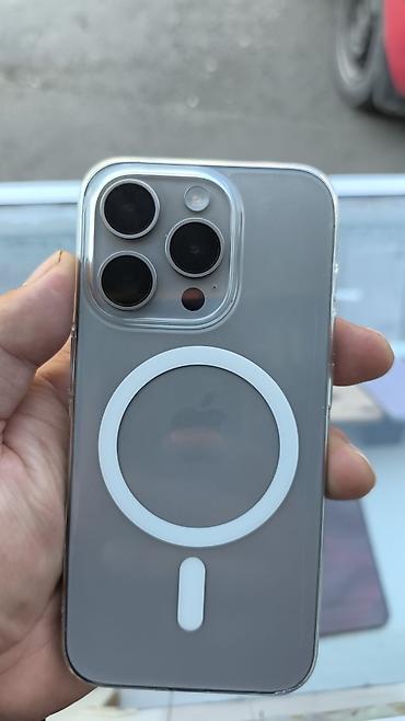 tab 10: IPhone 15 Pro, Б/у, 128 ГБ, Серебристый, Чехол, 80 % — 1