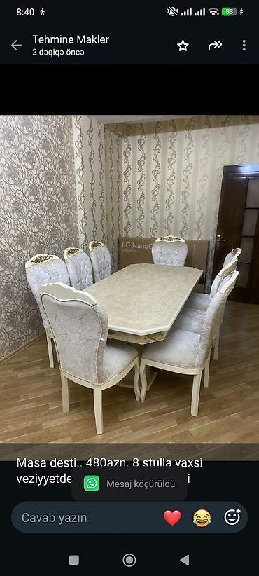 Masa desti. 480azn. 8 stulla yaxsi veziyyetde ünvan Yasamal *Tehi