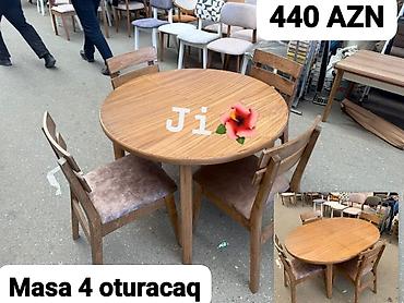mətbəx stol stul dəsti: Mətbəx üçün, Yeni, Açılmayan, Yumru masa, 4 stul — 1