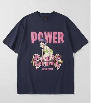 Футболка с принтом «POWER» - Цвет: темно-синий - Принт: крупная