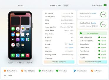 Apple iPhone: IPhone Xr, Б/у, 128 ГБ, Черный, Наушники, Зарядное устройство, Защитное стекло, 100 % — 10