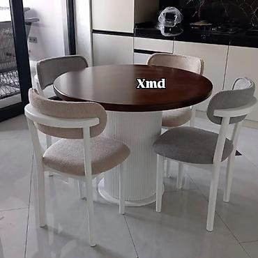Masa və oturacaq dəstləri: Masa + 6 stul dəsti - Oval formalı geniş yemək masası - 6 ədəd yumşaq — 10