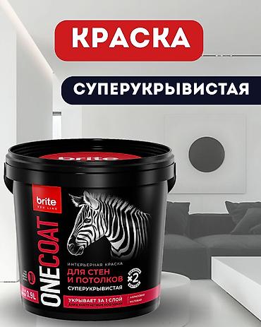 водоэмульсионные: Краска BRITE PROFESSIONAL ONE COAT для стен и потолков — 1