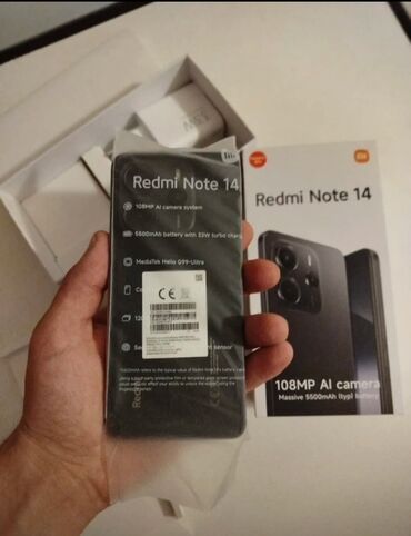 Redmi: Redmi Note 14, 128 GB, rəng - Qara, Barmaq izi