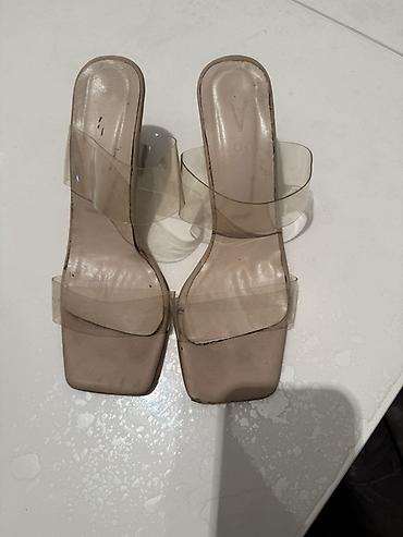 melek sepler instagram: Şəffaf zolaqlı qadın sandaleti - Model: kvadrat burunlu, mules tipli — 1