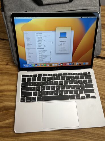 macbook в рассрочку: Ультрабук, Apple, 8 ГБ ОЗУ, Apple M1, 13.3 ", Б/у, Для несложных задач, память SSD