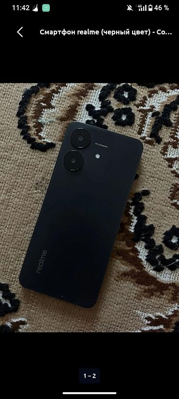 note 3: Смартфон realme, черный цвет. Основные особенности: - Корпус: матовый — 3