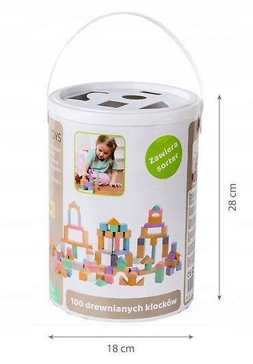 tom tailor farmerice: Drvene kocke 100 komada sa kanticom i sorterom – ECOTOYS Šifra — 3