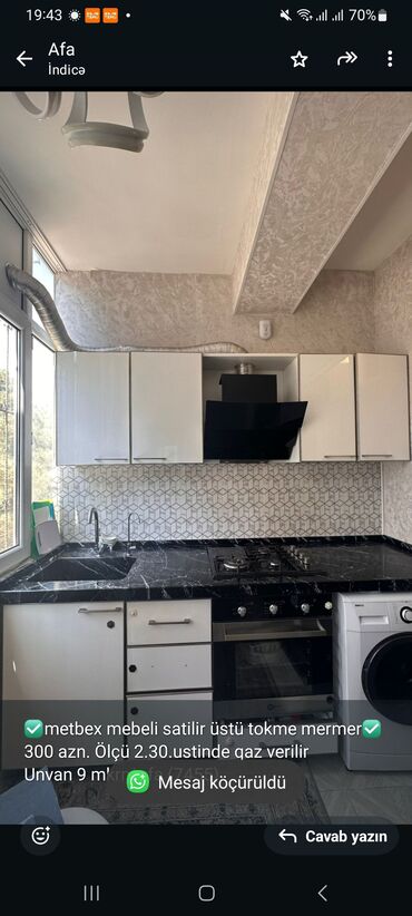 Mətbəx mebeli: ✅metbex mebeli satilir üstü tokme mermer✅300 azn. Ölçü 2.30.ustinde