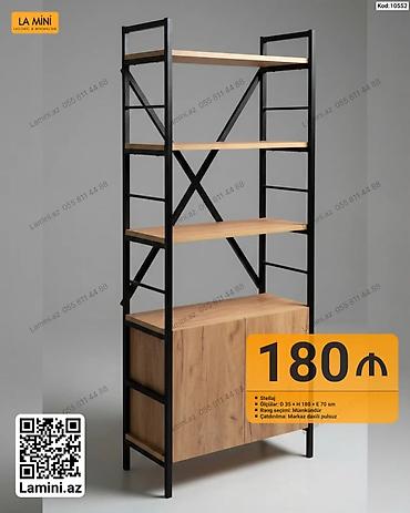 Rəflər: Məhsul: Stellaj (Kod: 10552) - Material: Metal karkas + taxta rəflər — 1