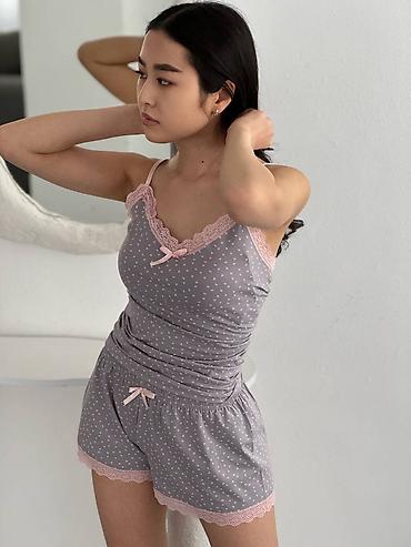 Пижамы: Пижама, Шелк, Для невесты, На пуговицах, Парный набор, L, M, 2XL — 4