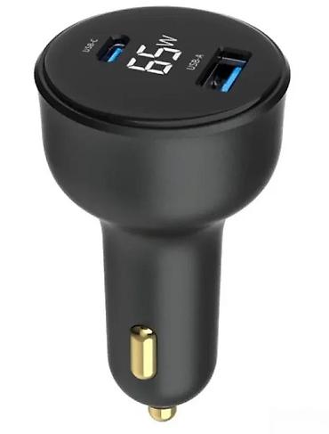 Žičani punjači za telefone: Gembird brzi auto punjač 65 W sa LCD ekranom - Snaga: do 65 W - Dva — 4