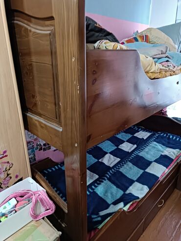 двухъярусная кровать ош: Двухъярусная кровать, Для девочки, Для мальчика, Б/у