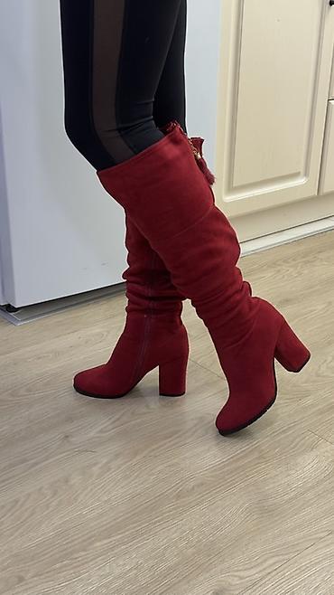 Сапоги: Сапоги, 38.5, Б/у, цвет - Красный, Бесплатная доставка — 10