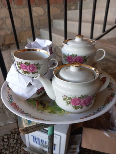 çay servis: Çay dəsti, rəng - Ağ, Keramika, Geisha, 6 nəfərlik, Azərbaycan