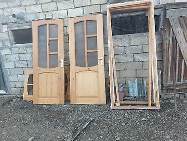 plastic qapi: Taxta otaq qapıları – şüşəli model - Material: təbii ağac (şam — 5