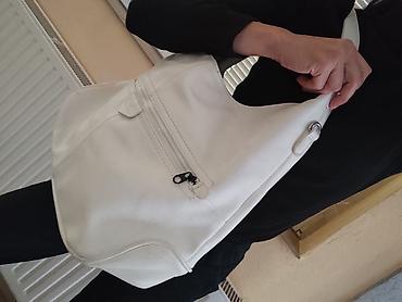 messenger torbe: Bela ženska torba preko ramena - Materijal: veštačka koža (mekana — 2