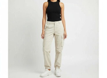 spodnie czerwone w kratę h m: H&M Divided, Штани карго жіночі, розмір M