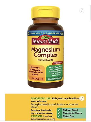 Nature Made Magnesium Complex with Vitamin D3 & Zinc – 90 kapsul