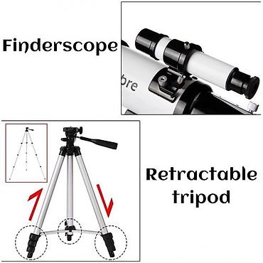 Teleskoplar: Eyebre teleskop. Xüsusiyyətləri: 70 mm diafraqm və 400 mm fokus — 6