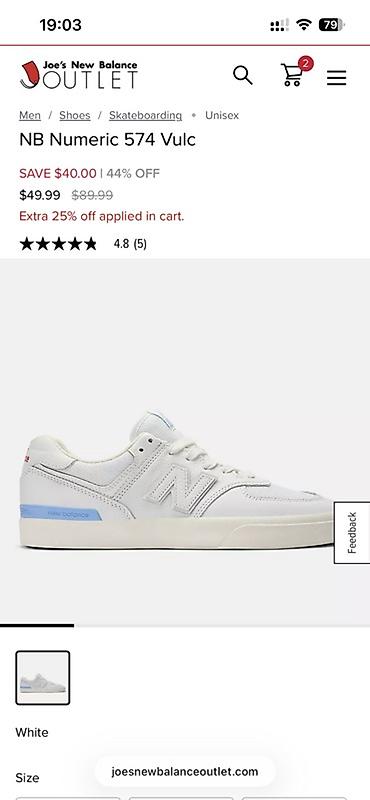вулкани: Кроссовки, 39.5, New Balance, Новый, цвет - Белый — 1