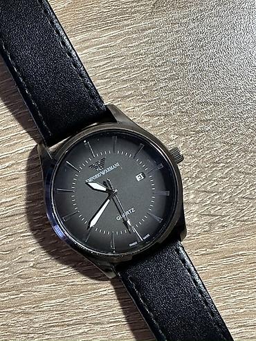 saat armani: Emporio Armani kişi qol saatı – minimalist dizayn, qara rəngli klassik — 1