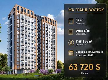616: 1 комната, 54 м², Восток-5 мкр Элитка, 6 этаж, ПСО (под самоотделку) — 1