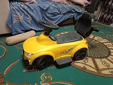 толокар: Детская машинка-каталка MegaCar Race, желтая - Яркий спортивный — 1