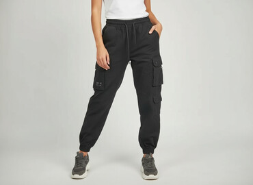 spodnie tech fleece czarne: FB Sister, Cargo for women, size L (EU 40)