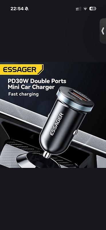 зарядка для машинки: Автомобильное зарядное устройство ESSAGER 30W Mini, два порта - — 6