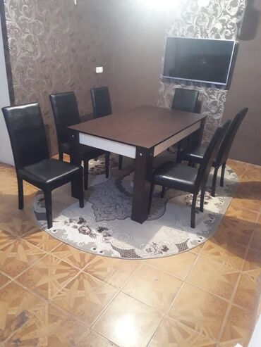 stol ucuz: Для гостиной, Прямоугольный стол, 6 стульев