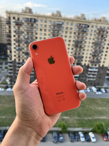 Apple iPhone: IPhone Xr, Б/у, 64 ГБ, Коралловый, Зарядное устройство, Чехол, Коробка, 81 %