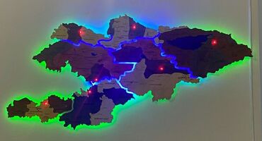 биндеры 25 листов для дома: Карта Кыргызстана 🌟 **Уникальная фанерная карта с подсветкой!** 🌟